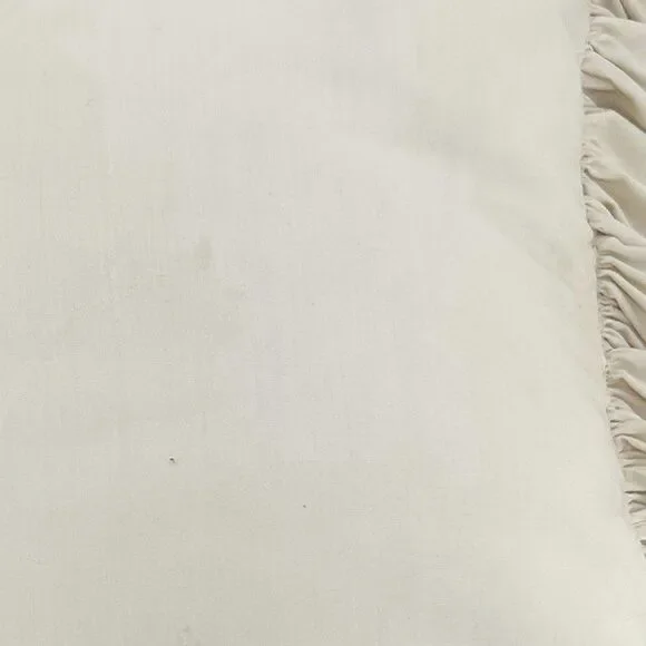 Vintage Ruffled Bunny Easter Pillow 12x12 Blue Cream Cottage Farmhouse Decor - Picture 7 of 8